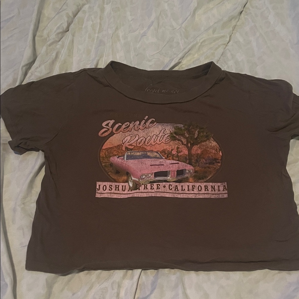 Women’s Scenic Route Joshua Tree Graphic Tee - Brown with Pink Print